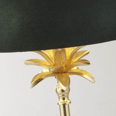 Searchlight Palm - Tischleuchte - Ø 40 x 65 cm - Messing satiniert und grün