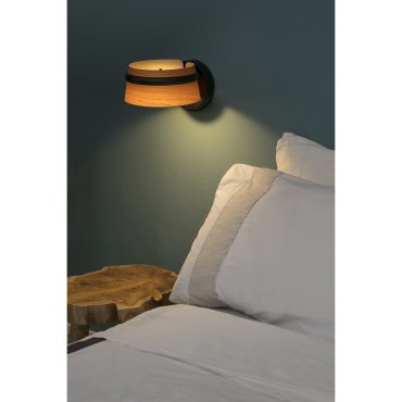 Faro Loop - Wandleuchte - 19 x 24 x 13 cm - 6W dimmbare LED inkl - braun und schwarz - Kirschbaumholz