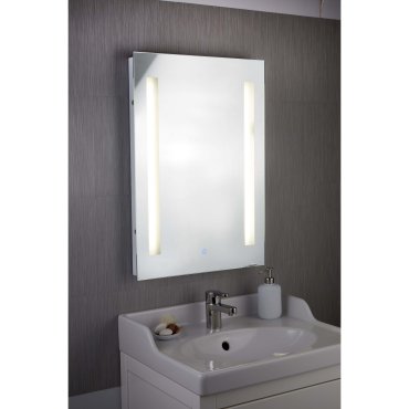 Searchlight Badezimmerspiegel - Spiegel mit Beleuchtung - 50 x 70 cm - 5W LED inkl. - IP44 - silber