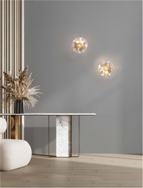 Nova Luce King - Wandleuchte - Ø 22 x 14 cm - Messing Gold und Transparent