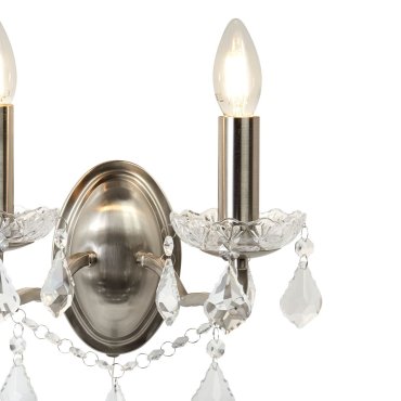 Searchlight Paris - Wandleuchte mit Zugschalter - 32 x 27 cm - satiniert silber