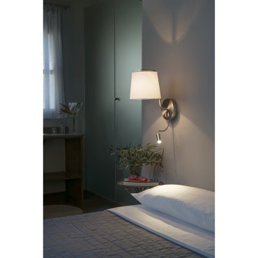 Faro Berni - Wandleuchte mit Schalter - 20 x 29 x 57 cm - 3W LED inkl. - Nickel satiniert
