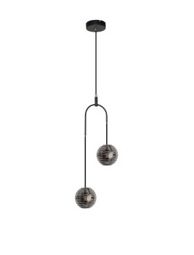 Nova Luce Las - Hängelampe - Ø 31 x 210 cm - 20W LED inkl. - sand schwarz, gold und rauchgrau