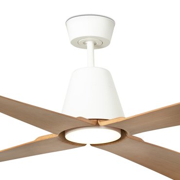 Faro Typhoon - Deckenventilator mit Licht und Fernbedienung - Ø 127 cm - 19W LED inkl. - IP44 - weiß und Ahorn