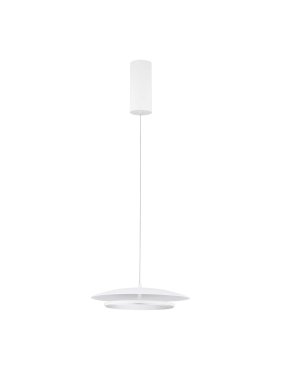 Nova Luce Olos - Hängelampe - Ø 35 x 120 cm - 21W dimmbar LED inkl. - Sand weiß und chrom spiegel