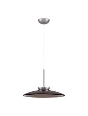 Nova Luce Esti - hängelampe - Ø 50 x 240 cm - 21W dimmbar LED inkl. - gebürstetes nickel und dunkelbraunes Glas