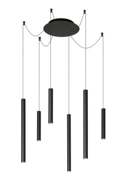 Lucide Lorenz - Hängeleuchte - 120 x 120 x 130 cm - 6 x 4W dimmbare LED inkl. - schwarz