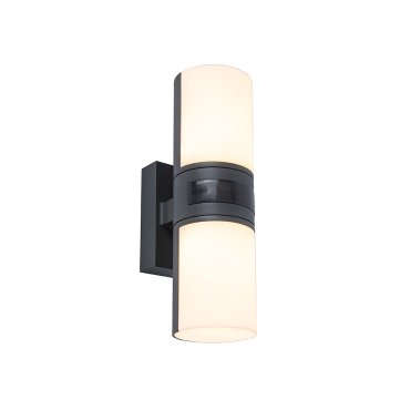 Lutec Cyra - Außenwandleuchte mit Sensor - 7 x 12 x 24 cm - 2 x 8,25W LED inkl. - IP54 - dunkelgrau