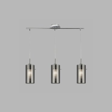 Searchlight Duo 2 - Pendelleuchte - 71 x 12 x 130 cm - geräuchertes und mattiertes Glas