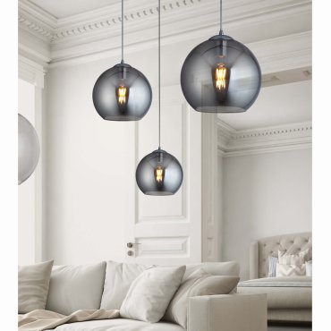 Searchlight Balls - Hängeleuchte - Ø 30 x 120 cm - Rauchglas