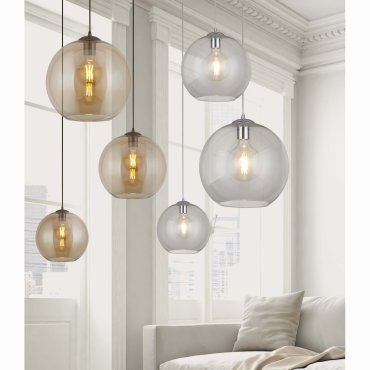 Searchlight Balls - Pendelleuchte - Ø 30 x 120 cm - bernsteinfarben
