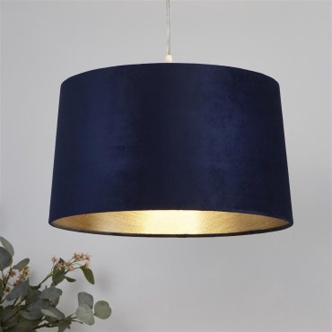 Zylindrischer Lampenschirm Searchlight - Ø 40 x 25 cm - marineblau mit Gold
