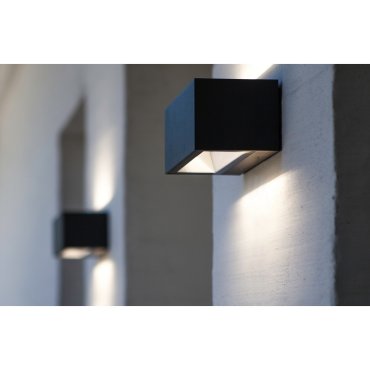 Lutec Gemini - Außenwandleuchte - 22 x 10 x 8 cm - 21W LED inkl. - IP54 - dunkelgrau - warmweiß