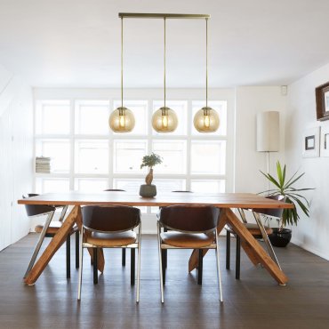 Searchlight Pendants - Hängeleuchte - 80 x 20 x 150 cm - Messing antik und Bernstein