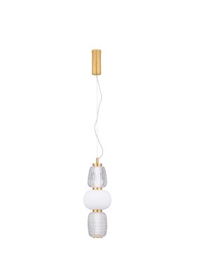 Nova Luce Movil - Hängelampe - Ø 17 x 120 cm - 28W dimmbar LED inkl. - gold, klar und opal