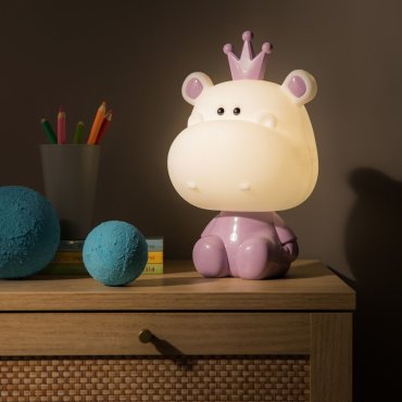 AUSSTELLUNGSSTÜCK - Zuma Line Animals Hippo - Tischleuchte - 19 x 32 cm - 3W dimmbare LED inkl - violett