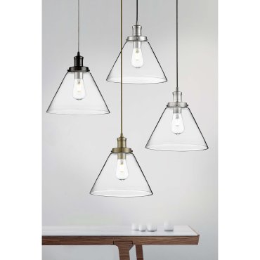 Searchlight Pyramid - Pendelleuchte - Ø 29 x 100 cm - transparent und chrom