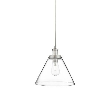 Searchlight Pyramid - Pendelleuchte - Ø 29 x 100 cm - transparent und satiniert silber