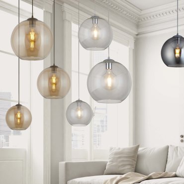 Searchlight Balls - Pendelleuchte - Ø 25 x 120 cm - bernsteinfarben