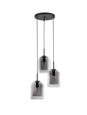 Nova Luce Velor 3L - Hängelampe - Ø 30 x 185 cm - rauchglas und schwarz
