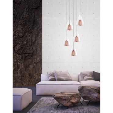 Nova Luce Hugo - Pendelleuchte - Ø 30 x 120 cm - Roségold und Chrom