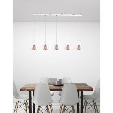 Nova Luce Hugo - Pendelleuchte - 112 x 120 cm - Roségold und Chrom