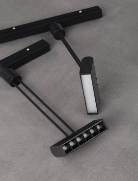 Nova Luce Planet 24V - Lichtpunkt Magnetschienensystem - 30° - 10,4 x 2,2 x 31,2 cm - 6W LED inkl. - Sand schwarz