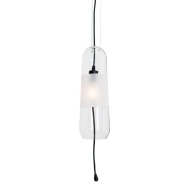 Maxlight Mauri - Hängeleuchte - Ø 12,5 x 180 cm - schwarz und transparentes Glas