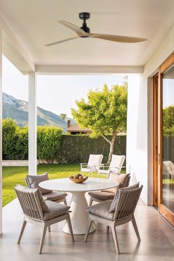 Faro Outwood L Tuya Smart - deckenventilator - Ø 150 cm - IP44 - dunkelbraun und eiche