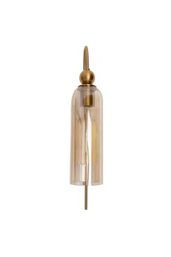 Maxlight Campanila - Wandanbauleuchte - 22 x 56 cm - Messing und Braunglas