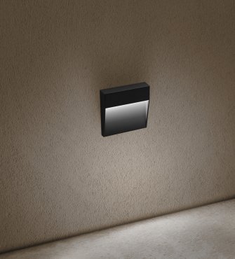 Century Italia Paseo - Außenwandleuchte - 10,5 x 10,5 x 2,4 cm - 4W - IP54 - schwarz