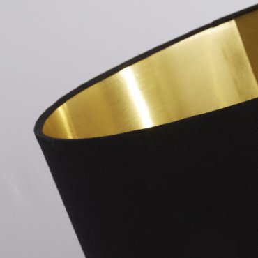 Searchlight Velvet Drum - Lampenschirm - Ø 40 x 24 cm - schwarz und gold