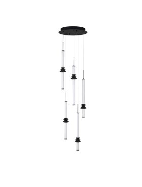 Nova Luce Stalactite - Hängelampe - Ø 35 x 210 cm - 32W dimmbar LED inkl. - sand schwarz