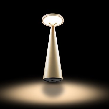 Century Italia Opera - kabellose Tischleuchte für den Außenbereich mit Ladestation - Ø 10,2 x 28,5 cm - 1,9W dimmbare LED inkl. - IP44 - gold