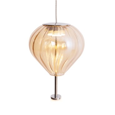 Maxlight Palloncini - Hängeleuchte - Ø 12 x 180 cm - 2 x 3W LED inkl. - weiß, chrom und bernsteinfarben