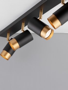 Nova Luce Pogno - Aufbaustrahler 4L - 80 x 6 x 12,5 cm - Sand schwarz und gold