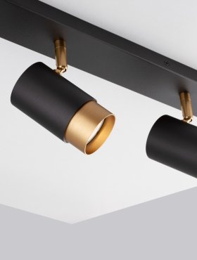 Nova Luce Pogno - Aufbaustrahler 3L - 60 x 6 x 12,5 cm - Sand schwarz und gold