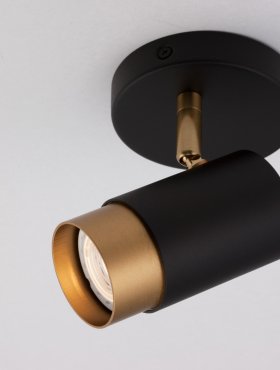Nova Luce Pogno - Aufbaustrahler 1L - Ø 10 x 14 cm - Sand schwarz und gold