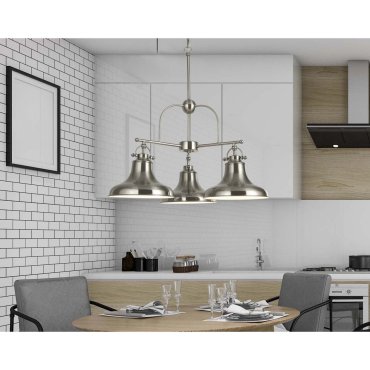 Searchlight Dallas - Pendelleuchte - Ø 63 x 150 cm - satiniert silber