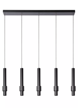 Lucide Margary - Pendelleuchte - 103 x 8 x 169 cm - 5 x 4.2W dimmbare LED inkl - schwarz