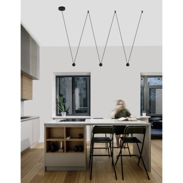 Nova Luce Nocci - Hängeleuchte - 320 x 112 cm - 3 x 4,5W LED inkl. - schwarz