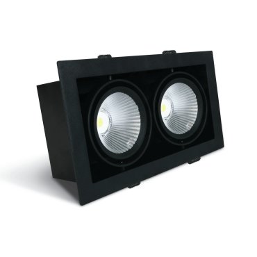 ONE Light COB Box Type Shop - Einbaustrahler - 350 x 185 mm, 320 x 160 mm Einbaumaß - 2 x 30W LED inkl. - schwarz - Lichtfarbe warmweiß