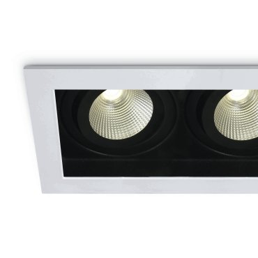 ONE Light COB Shop &amp; Hotel - Einbaustrahler - 195 x 100 mm, 175 x 90 mm Einbaumaß - 2 x 12W dimmbare LED inkl. - weiß - Lichtfarbe warmweiß