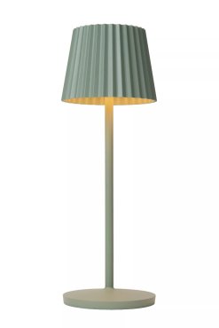 Lucide Justine - kabellose Outdoor-Tischleuchte mit Ladestation - Ø 13,5 x 38 cm - 2W dimmbare LED inkl. - IP54 - grün