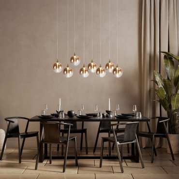 Searchlight Alchemy - Pendelleuchte - 107 x 150 cm - 29W dimmbare LED inkl. - schwarz, gold und amber
