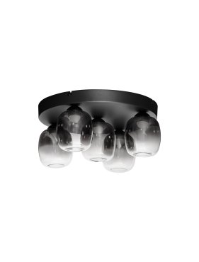Nova Luce Kita - deckenleuchte - Ø 45 x 22 cm - 28W LED inkl. - Sand Schwarz und rauchglas
