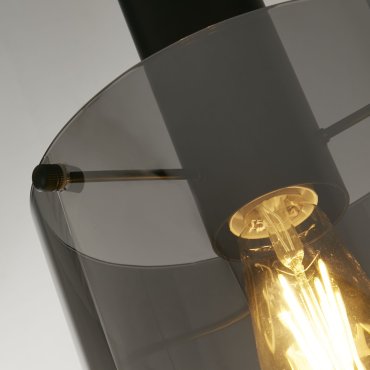 Searchlight Sweden - Pendelleuchte - Ø 22 x 120 cm - mattschwarzes und geräuchertes Glas