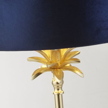 Searchlight Palm - Tischleuchte - Ø 40 x 65 cm - Messing satiniert und blau