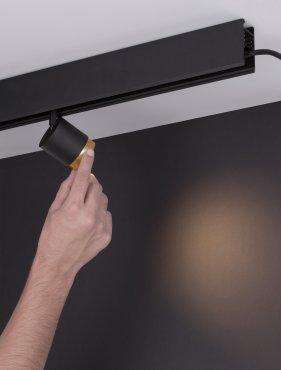 Nova Luce Ultra Slim - Stromschienenstrahler - Abstrahlwinkel einstellbar von 15 bis 36 Grad - Ø 4,5 cm - 5W DALI dimmbare LED inkl. - schwarz und gold