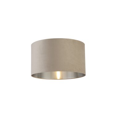 Searchlight Drum Shade - lampenschirm - Ø 45 x 26 cm - taupe und gebürstetes silber